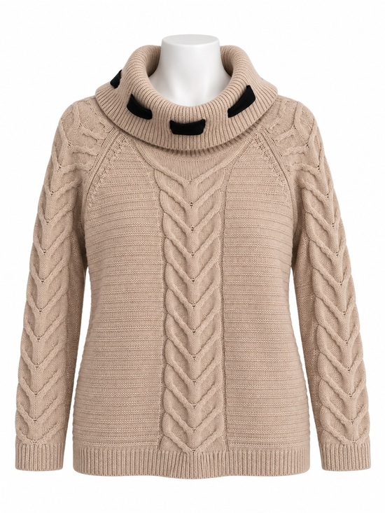 Karl Lagerfeld Sweaters - Size M Karl Lagerfeld Paris Cable Knit Cowl Neck Sweater Beige